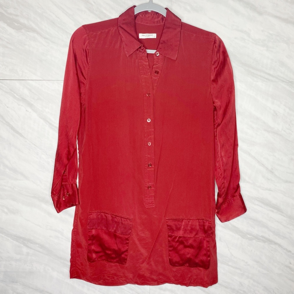 Equipment Femme Red Silk Blouse Small
